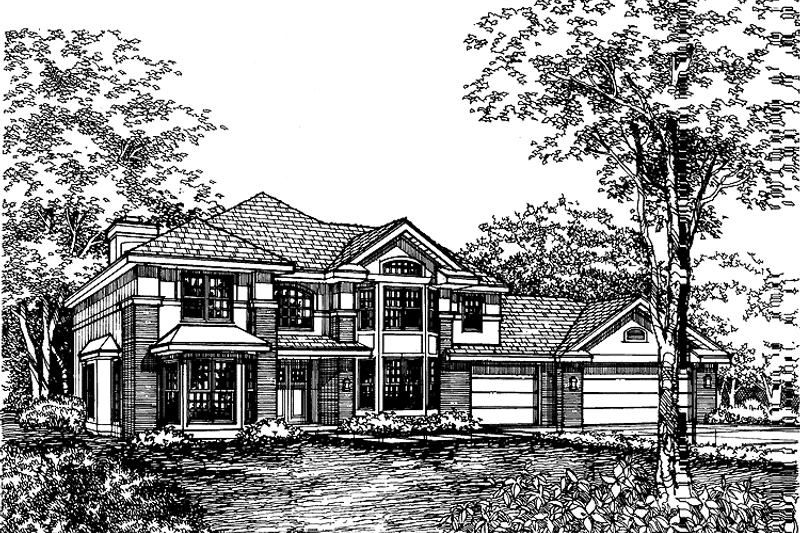 Architectural House Design - Prairie Exterior - Front Elevation Plan #320-620