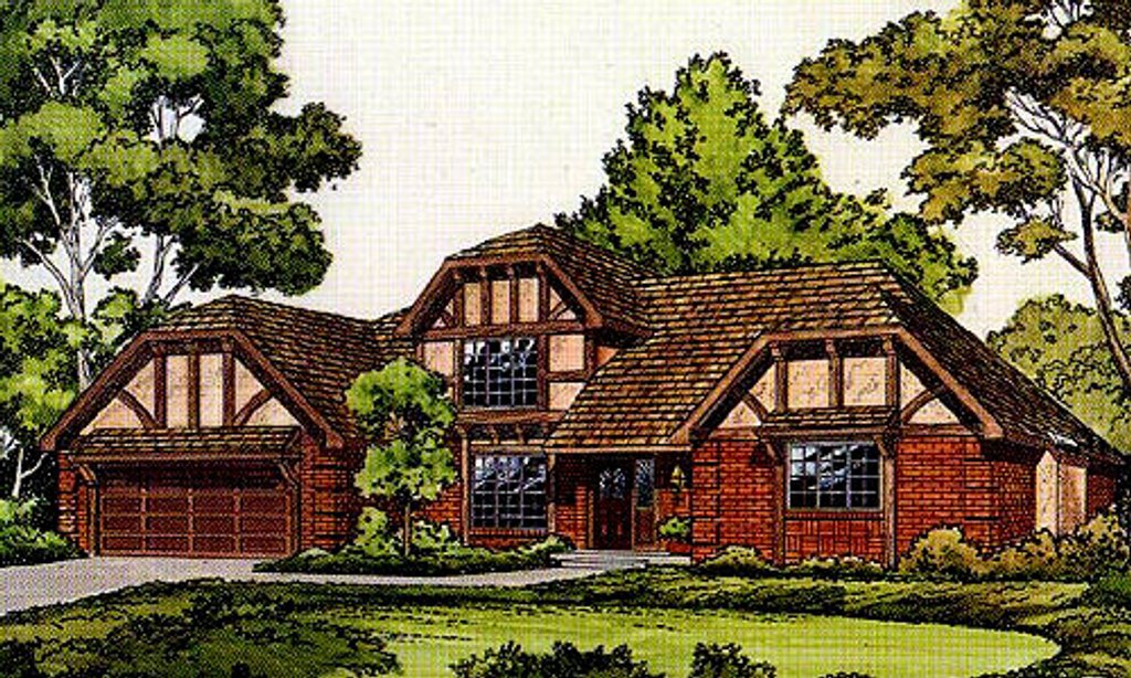 Exterior - Front Elevation 2 for European House Plan #312-504 - 4 bed, 3 bath