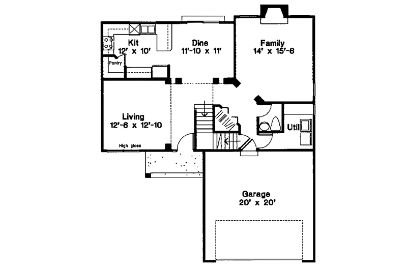 Home Plan - Floor Plan - Main Floor for Country House Plan #300-131 - 3 bed, 2.5 bath