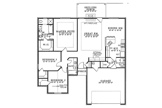 Floor Plan - Main Floor for Ranch House Plan #17-3134 - 3 bed, 2 bath