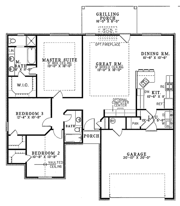 House Design - Ranch Floor Plan - Main Floor Plan #17-3134