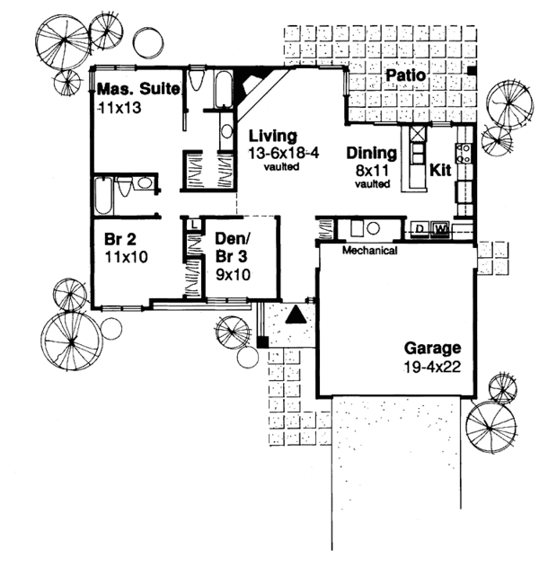 House Plan Design - Ranch Floor Plan - Main Floor Plan #320-1500