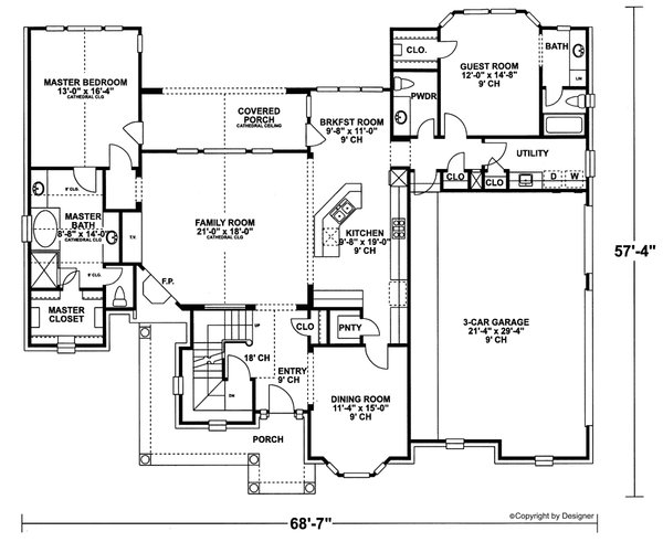 Architectural House Design - European Floor Plan - Main Floor Plan #20-967