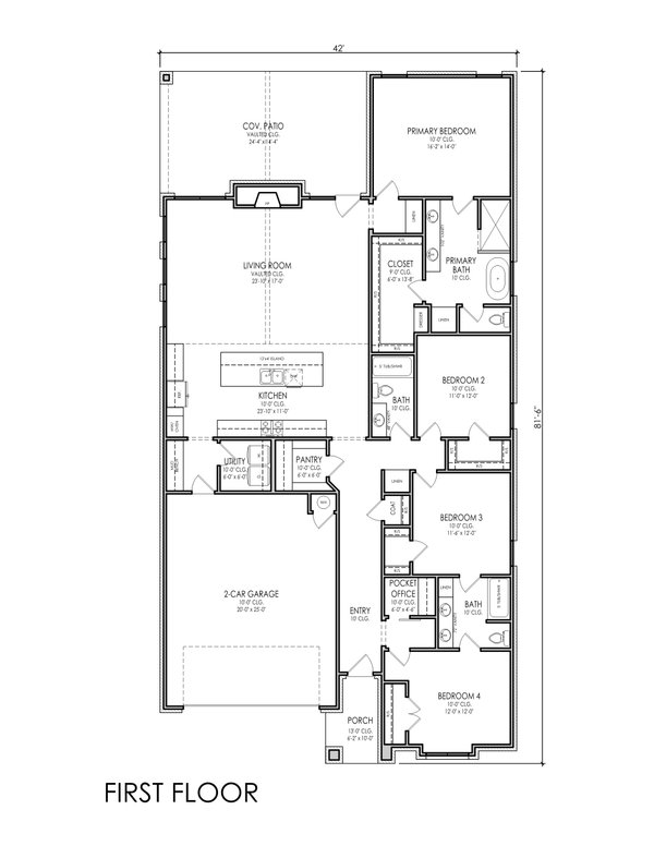 Architectural House Design - Floor Plan - Main Floor for Modern House Plan #1119-21 - 4 bed, 3 bath