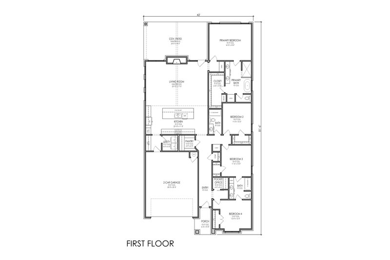 Architectural House Design - Floor Plan - Main Floor for Modern House Plan #1119-21 - 4 bed, 3 bath
