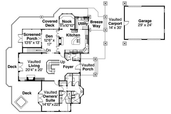 Floor Plan - Main Floor 1 for European House Plan #124-586 - 3 bed, 3.5 bath