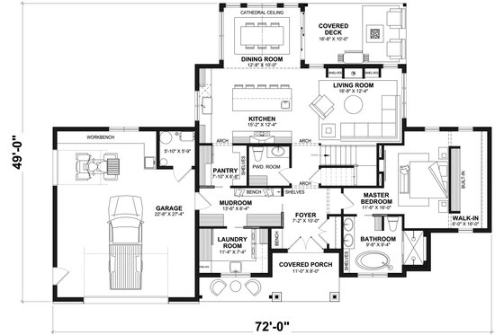 Floor Plan - Main Floor for Farmhouse House Plan #23-2779 - 5 bed, 2.5 bath