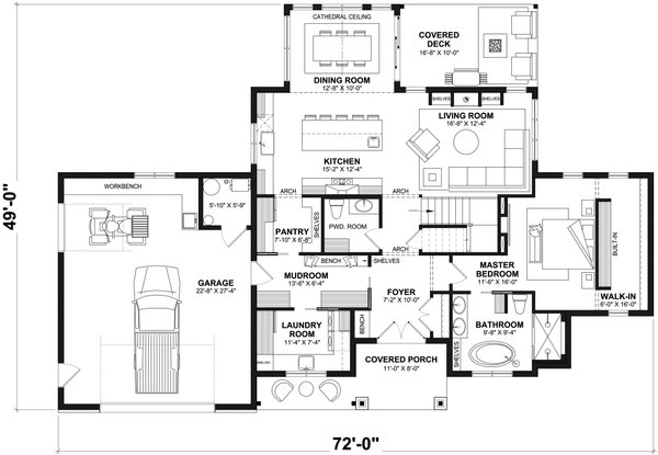 Farmhouse Floor Plan - Main Floor Plan #23-2779