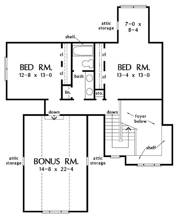 Architectural House Design - Classical Floor Plan - Upper Floor Plan #929-543