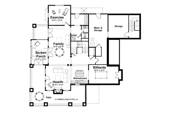 Floor Plan - Lower Floor for Craftsman House Plan #928-229 - 5 bed, 4.5 bath