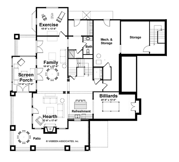 Craftsman Floor Plan - Lower Floor Plan #928-229