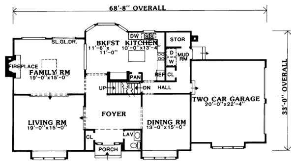 Architectural House Design - Colonial Floor Plan - Main Floor Plan #456-105