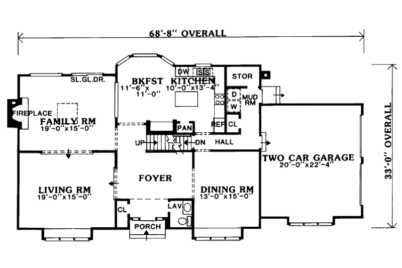 House Blueprint - Floor Plan - Main Floor for Colonial House Plan #456-105 - 4 bed, 2.5 bath