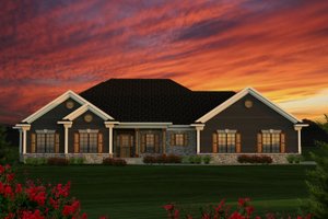 Ranch Exterior - Front Elevation Plan #70-1191