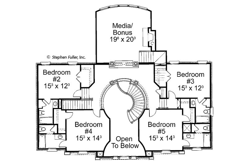 Home Plan - Floor Plan - Upper Floor for Classical House Plan #429-438 - 5 bed, 5.5 bath