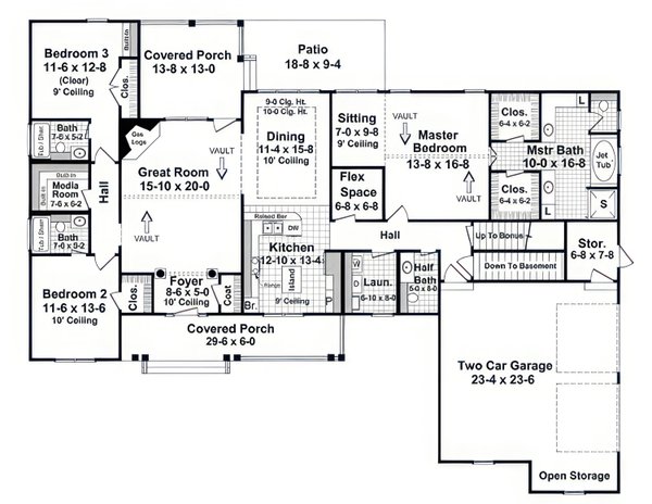 Home Plan - Floor Plan - Main Floor for Farmhouse House Plan #21-666 - 3 bed, 3.5 bath