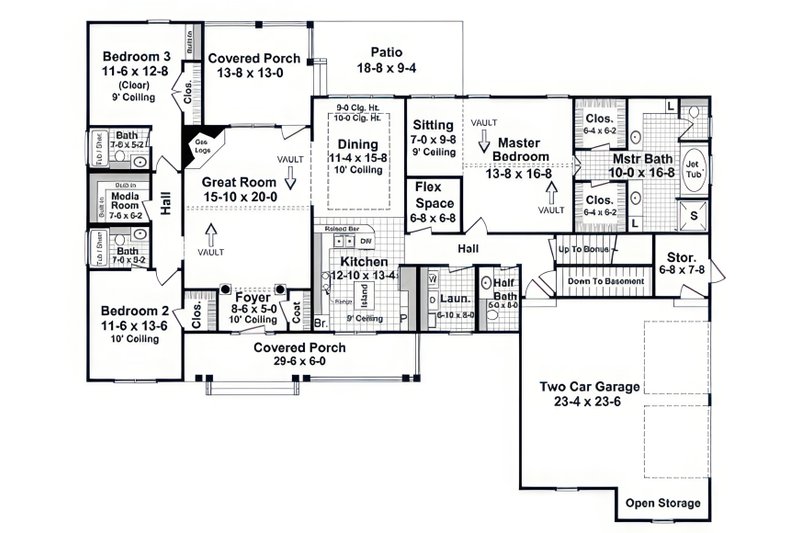 Home Plan - Floor Plan - Main Floor for Farmhouse House Plan #21-666 - 3 bed, 3.5 bath