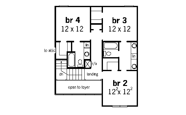 Traditional Floor Plan - Upper Floor Plan #16-238
