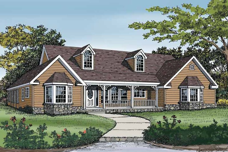 Architectural House Design - Country Exterior - Front Elevation Plan #314-221