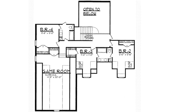 Floor Plan - Upper Floor for Traditional House Plan #62-135 - 4 bed, 3.5 bath