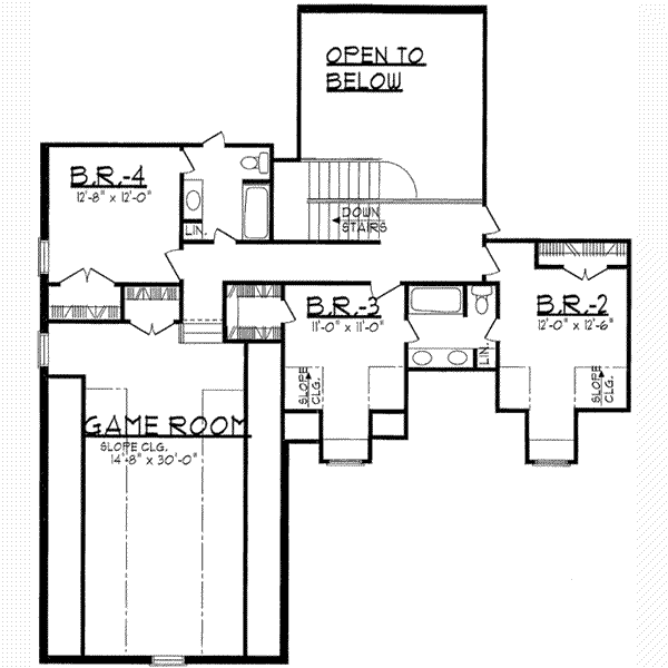 Traditional Floor Plan - Upper Floor Plan #62-135