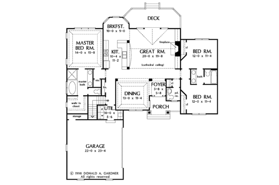 Floor Plan - Main Floor for Craftsman House Plan #929-438 - 3 bed, 2.5 bath