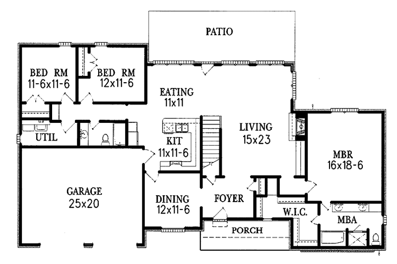 Home Plan - Floor Plan - Main Floor for European House Plan #15-360 - 3 bed, 2 bath
