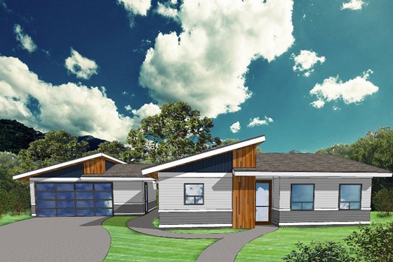 Exterior - Front Elevation for Modern House Plan #518-8 - 2 bed, 1 bath