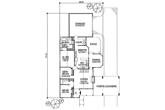 Floor Plan - Main Floor for Country House Plan #50-228 - 3 bed, 2 bath