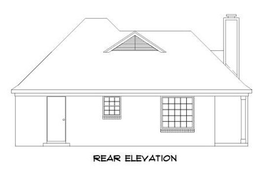 Exterior - Rear Elevation for Traditional House Plan #424-245 - 3 bed, 2 bath