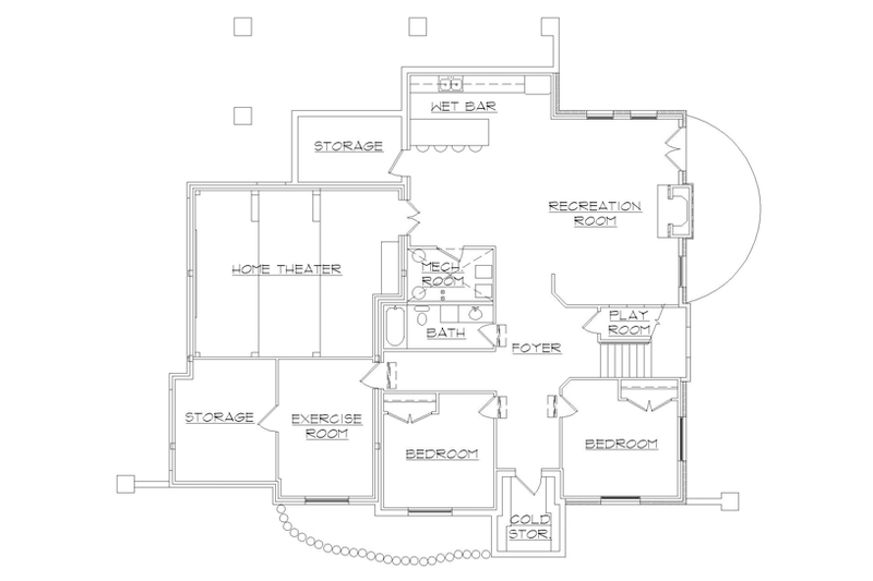 House Plan Design - Floor Plan - Lower Floor for European House Plan #945-137 - 4 bed, 2.5 bath