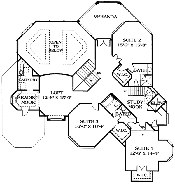 House Plan Design - Mediterranean Floor Plan - Upper Floor Plan #453-201