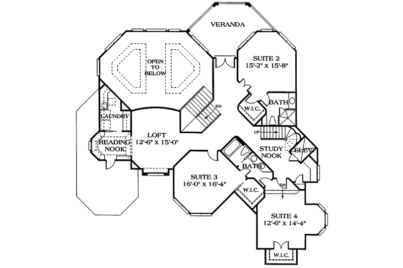 Architectural House Design - Floor Plan - Upper Floor for Mediterranean House Plan #453-201 - 4 bed, 5.5 bath