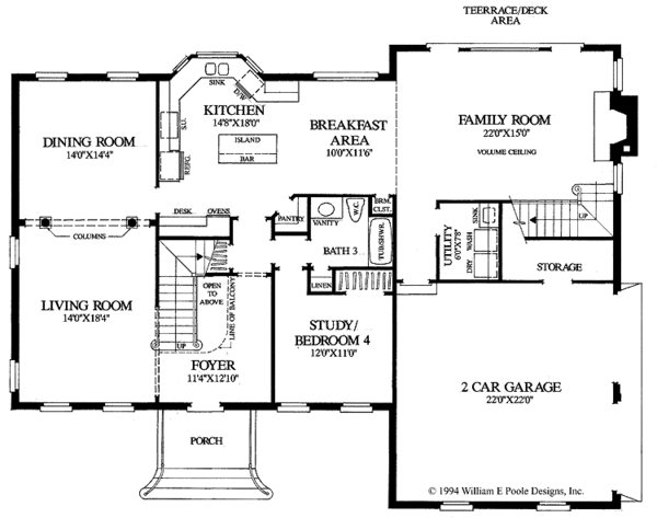 Architectural House Design - Colonial Floor Plan - Main Floor Plan #137-354
