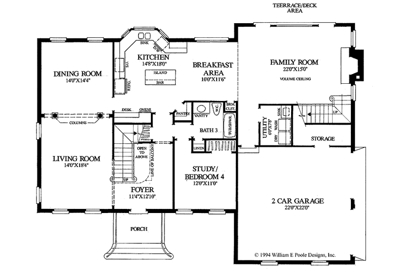 Home Plan - Floor Plan - Main Floor for Colonial House Plan #137-354 - 4 bed, 3 bath
