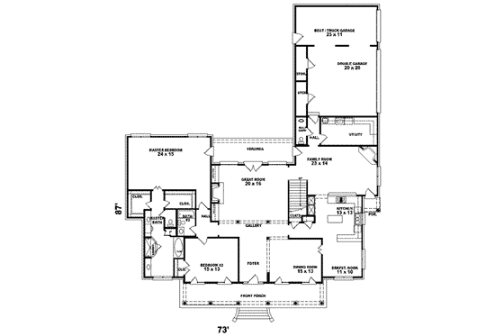 Floor Plan - Main Floor for Farmhouse House Plan #81-633 - 4 bed, 3.5 bath