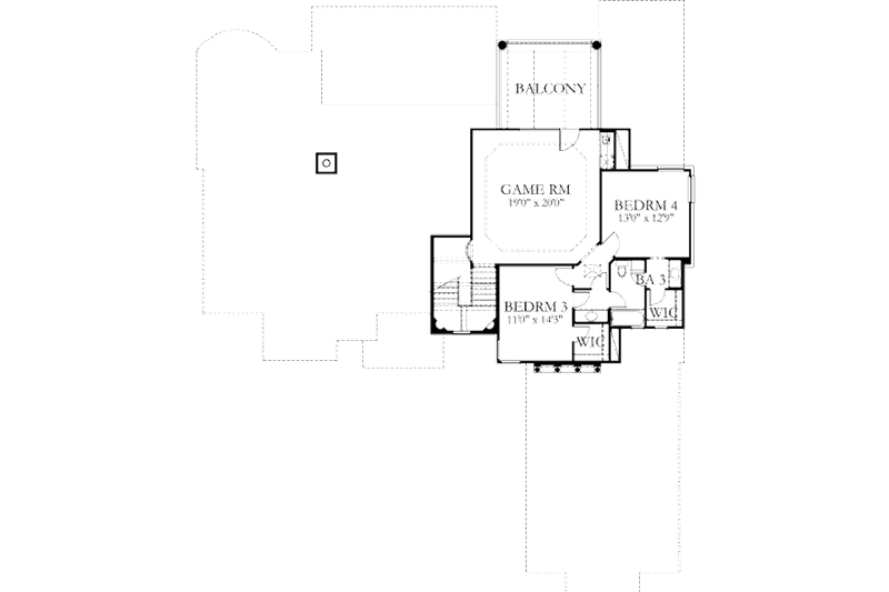 Home Plan - Floor Plan - Upper Floor for Mediterranean House Plan #80-128 - 4 bed, 3.5 bath