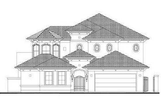 Exterior - Front Elevation for European House Plan #411-882 - 5 bed, 4.5 bath