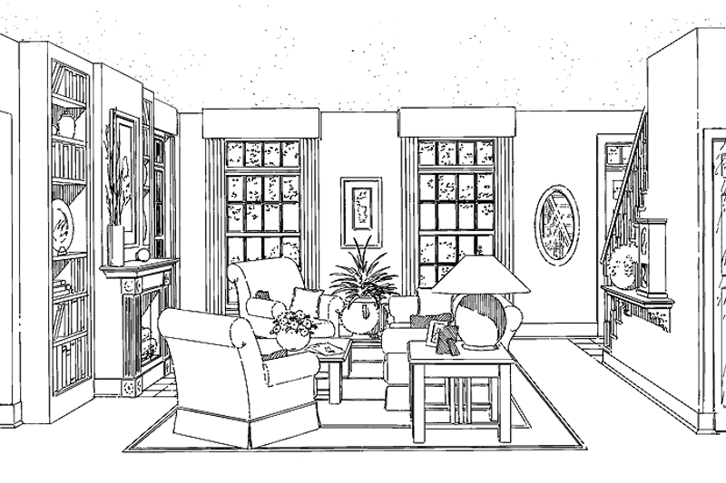 Dream House Plan - Interior - Family Room for Country House Plan #456-55 - 3 bed, 2 bath