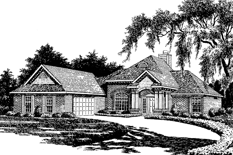 House Blueprint - Exterior - Front Elevation 3 for European House Plan #952-158 - 3 bed, 2 bath