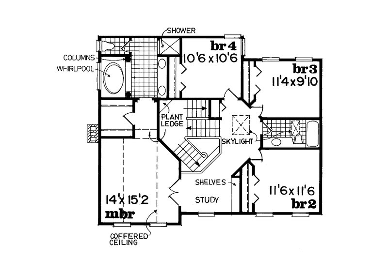 Home Plan - Floor Plan - Upper Floor for Colonial House Plan #47-849 - 4 bed, 2.5 bath