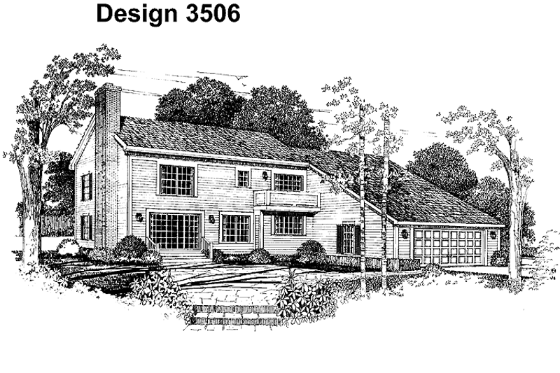 House Design - Exterior - Rear Elevation for Colonial House Plan #72-969 - 5 bed, 4.5 bath