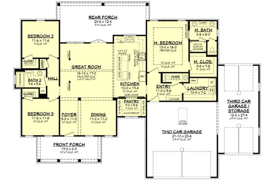 Floor Plan - Main Floor for Farmhouse House Plan #430-316 - 3 bed, 2.5 bath