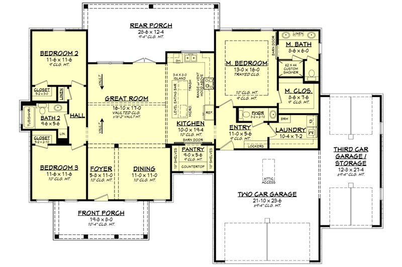 Dream House Plan - Floor Plan - Main Floor for Farmhouse House Plan #430-316 - 3 bed, 2.5 bath