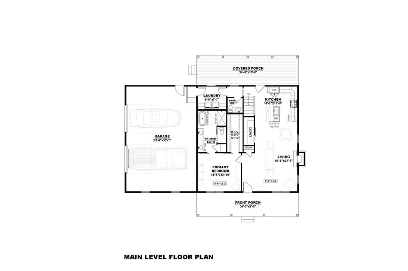 Architectural House Design - Floor Plan - Main Floor for Farmhouse House Plan #1117-16 - 3 bed, 2.5 bath