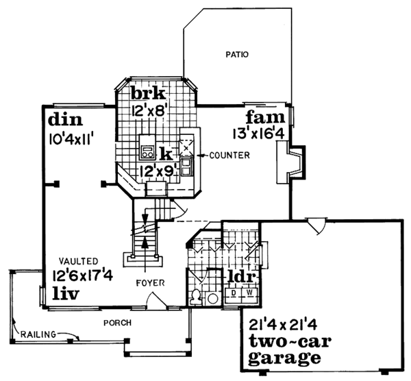 Architectural House Design - Country Floor Plan - Main Floor Plan #47-995