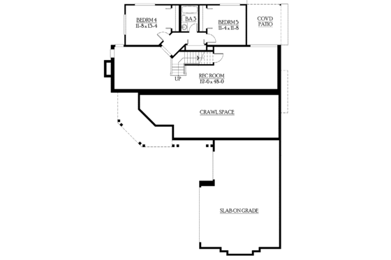 Floor Plan - Lower Floor for Craftsman House Plan #132-372 - 5 bed, 3.5 bath
