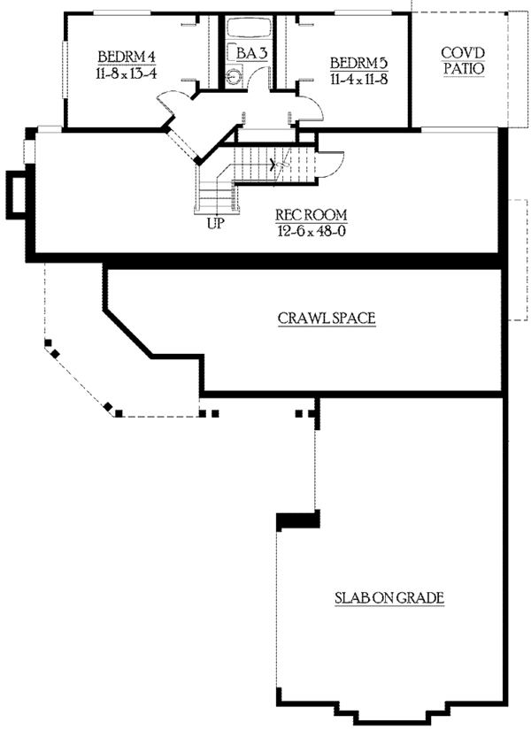 Architectural House Design - Craftsman Floor Plan - Lower Floor Plan #132-372