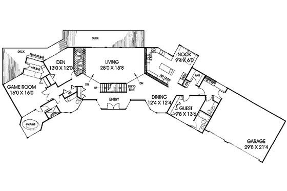 Floor Plan - Main Floor for Colonial House Plan #60-938 - 4 bed, 4.5 bath