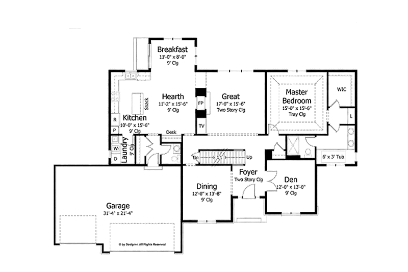 Home Plan - Floor Plan - Main Floor for Colonial House Plan #51-1040 - 4 bed, 2.5 bath